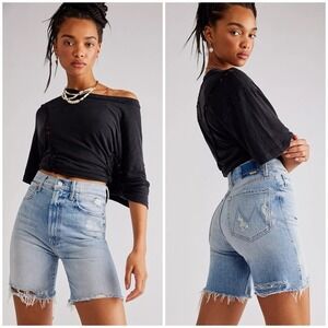 NWT Mother Superior High Waisted Smokin Short Fray Resting Beach Face Size‎ 26